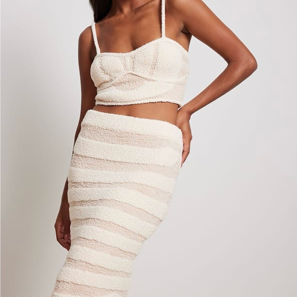 Cream Knit Maxi Skirt Set